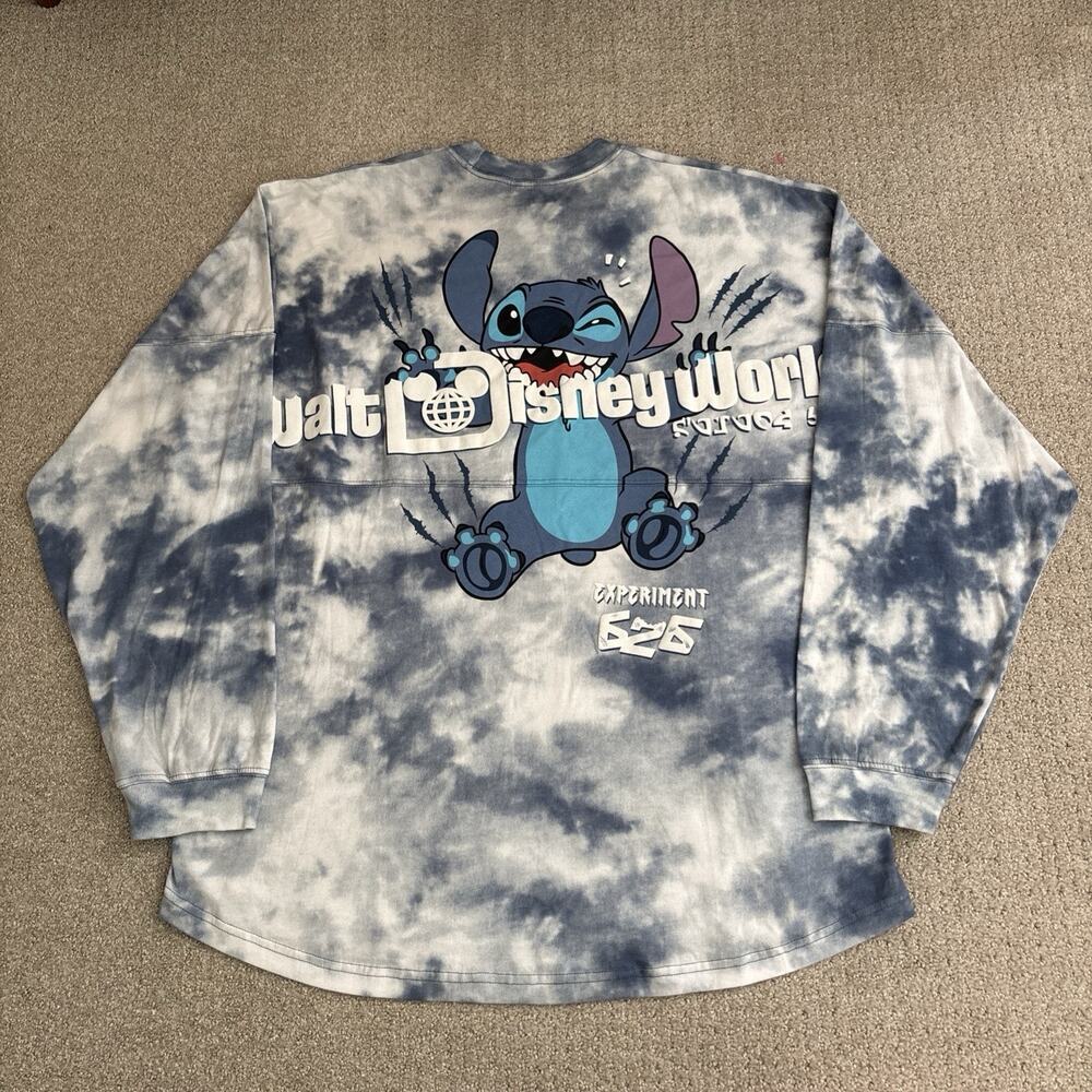 Disney Spirit Jersey Pullover Womens Sz L Stitch Walt Disney World 626 Tie Dye